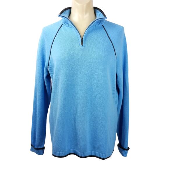 EDDIE BAUER Women's Quarter Zip Sweater L Campy Cabincore Gorpcore Retro - Picture 3 of 6